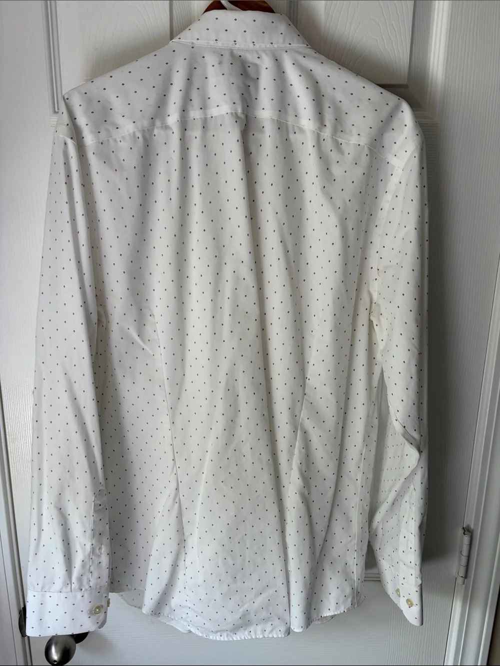 Banana Republic White Dress Shirt with Navy Micro-Dot
